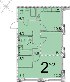 50,7 м², 2-комнатная квартира 5 990 000 ₽ - изображение 44