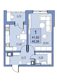 43 м², 1-комнатная квартира 3 700 000 ₽ - изображение 17