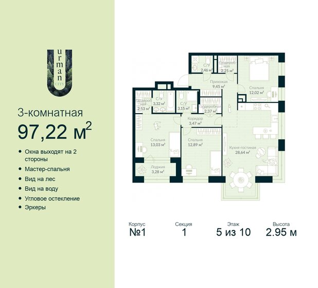 97,2 м², 3-комнатная квартира 15 974 704 ₽ - изображение 34