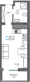 25,9 м², квартира-студия 8 297 600 ₽ - изображение 48