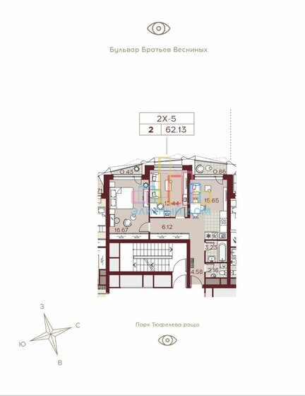 62 м², 2-комнатная квартира 27 500 000 ₽ - изображение 1