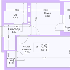 Квартира 36,2 м², 1-комнатная - изображение 2