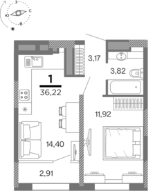 36,2 м², 1-комнатная квартира 4 730 812 ₽ - изображение 1