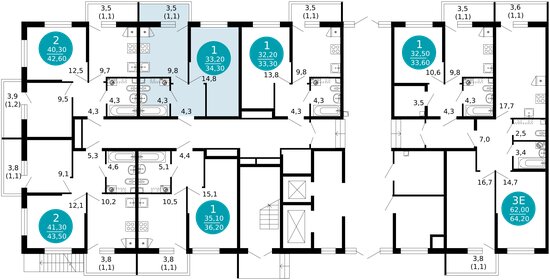 33,8 м², 1-комнатная квартира 16 102 320 ₽ - изображение 30