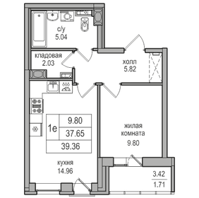 40,8 м², 1-комнатная квартира 6 400 000 ₽ - изображение 119