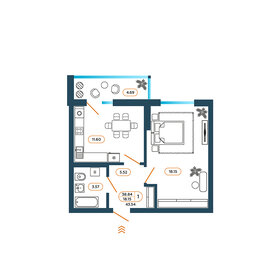 Квартира 44,3 м², 1-комнатная - изображение 1
