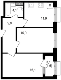 57,7 м², 2-комнатная квартира 19 444 900 ₽ - изображение 15