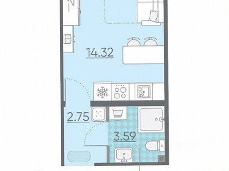 20,4 м², квартира-студия 3 450 000 ₽ - изображение 1