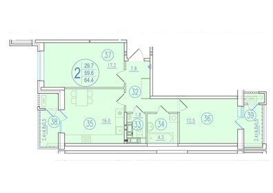 65,2 м², 2-комнатная квартира 10 562 400 ₽ - изображение 10