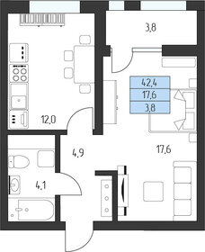 Квартира 41,5 м², 1-комнатная - изображение 1