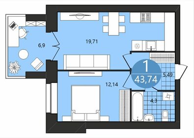 42,4 м², 2-комнатная квартира 2 050 000 ₽ - изображение 103