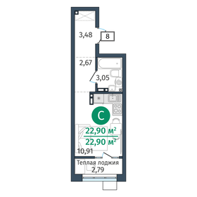 26,4 м², квартира-студия 3 400 000 ₽ - изображение 77