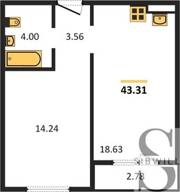 Квартира 43,3 м², 1-комнатная - изображение 1