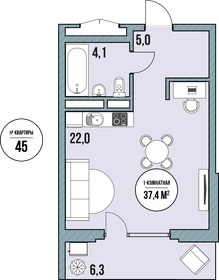 52,2 м², квартира-студия 3 700 000 ₽ - изображение 90