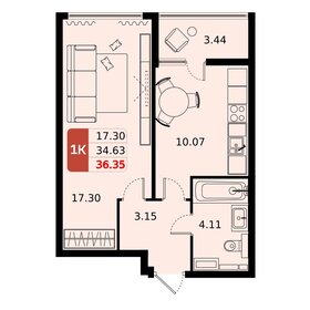 Квартира 36,4 м², 1-комнатная - изображение 1