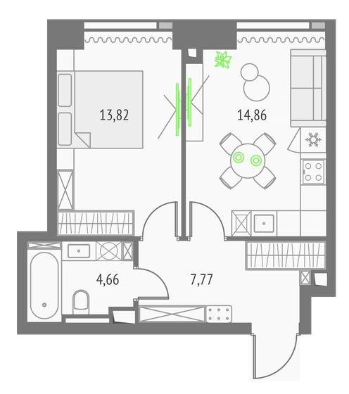41,1 м², 1-комнатная квартира 18 237 892 ₽ - изображение 9