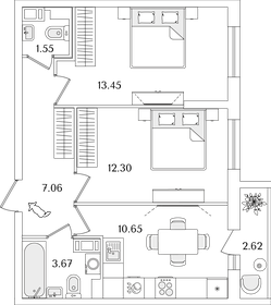 51,8 м², 2-комнатная квартира 11 900 000 ₽ - изображение 11