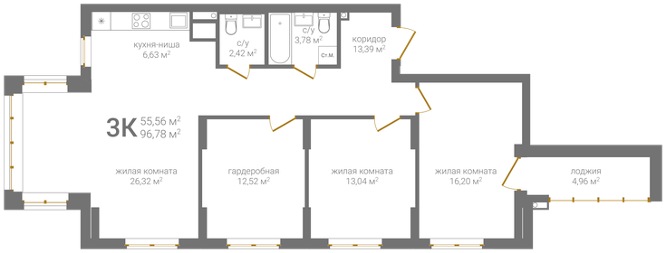 93,5 м², 3-комнатная квартира 17 800 000 ₽ - изображение 55