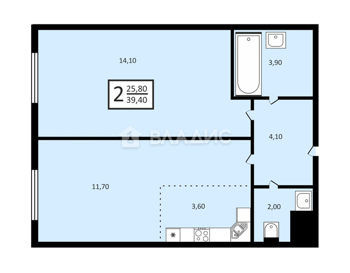 39,4 м², 2-комнатная квартира 13 500 000 ₽ - изображение 22