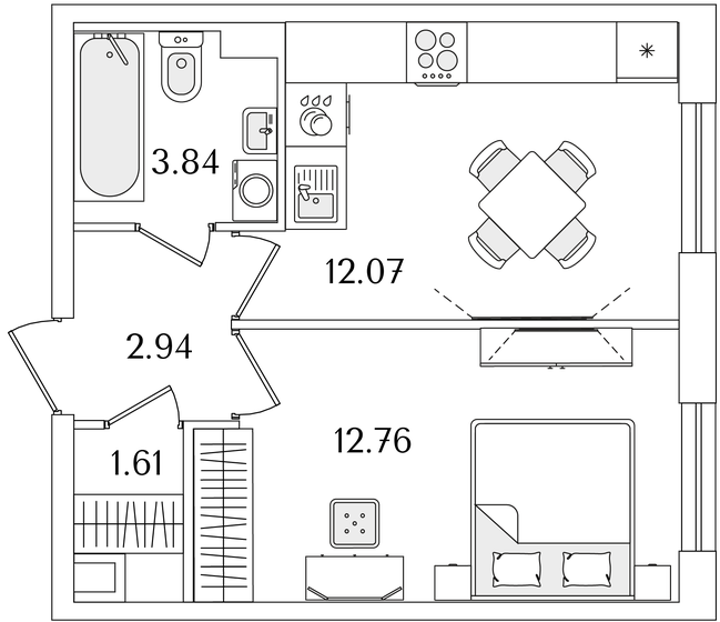 33,2 м², 1-комнатная квартира 7 580 824 ₽ - изображение 1