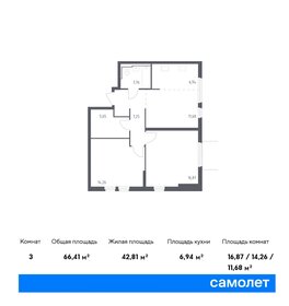 Квартира 66,4 м², 2-комнатная - изображение 1