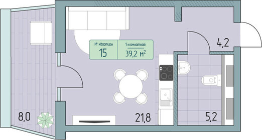 22 м², апартаменты-студия 7 700 000 ₽ - изображение 86