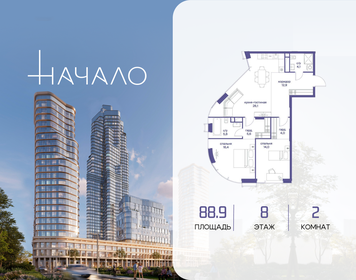 Квартира 88,9 м², 2-комнатная - изображение 1