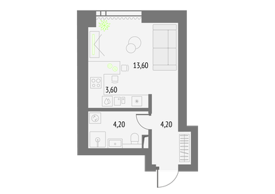 Квартира 25,6 м², студия - изображение 1