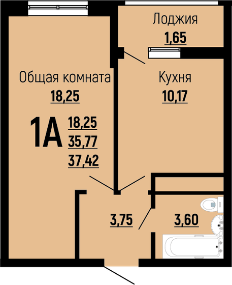 37,4 м², 1-комнатная квартира 5 188 994 ₽ - изображение 8