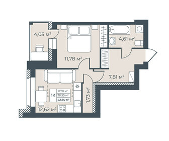 42,2 м², 1-комнатная квартира 3 498 647 ₽ - изображение 36