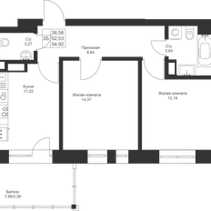 Квартира 54,9 м², 2-комнатная - изображение 3