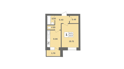 38,2 м², 1-комнатная квартира 4 152 340 ₽ - изображение 17