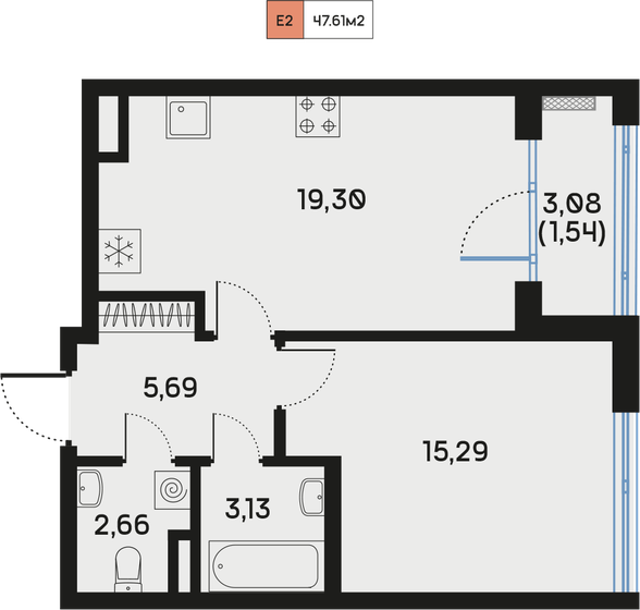 47,6 м², 1-комнатная квартира 19 408 080 ₽ - изображение 1