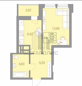 Квартира 37,3 м², 1-комнатная - изображение 1