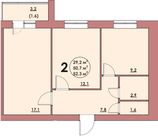 51 м², 2-комнатная квартира 4 000 000 ₽ - изображение 46