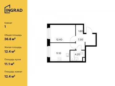 34,1 м², 1-комнатная квартира 6 800 000 ₽ - изображение 89