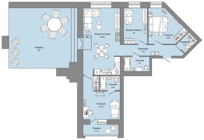 Квартира 102 м², 4-комнатная - изображение 1