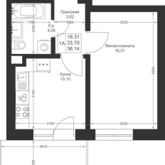 Квартира 36,1 м², 1-комнатная - изображение 2