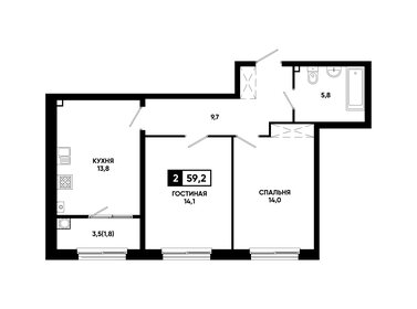 Квартира 59,2 м², 2-комнатная - изображение 1