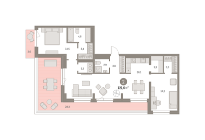 127,6 м², 2-комнатная квартира 24 430 000 ₽ - изображение 24