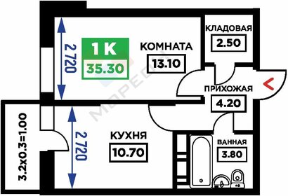 Квартира 36 м², 1-комнатная - изображение 1