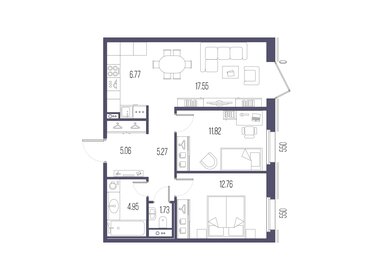 Квартира 65,9 м², 2-комнатная - изображение 1