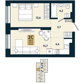 41 м², квартира-студия 6 100 000 ₽ - изображение 55