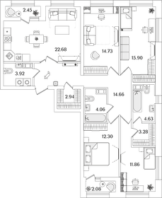 Квартира 113,2 м², 4-комнатная - изображение 1