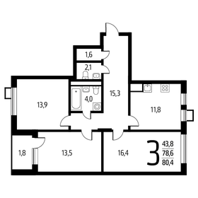 80,4 м², 3-комнатная квартира 18 918 120 ₽ - изображение 79