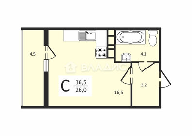 Квартира 26 м², студия - изображение 1