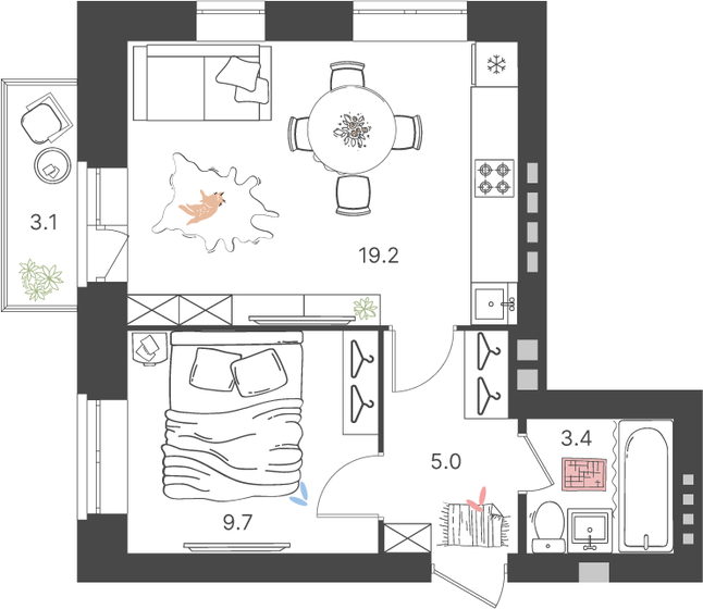 38,2 м², 1-комнатная квартира 5 254 410 ₽ - изображение 1