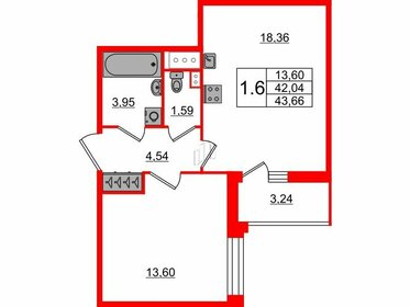 44,8 м², 1-комнатная квартира 10 850 099 ₽ - изображение 21