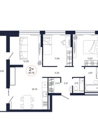 Квартира 83,2 м², 2-комнатная - изображение 3