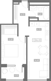 Квартира 46,4 м², 1-комнатная - изображение 1